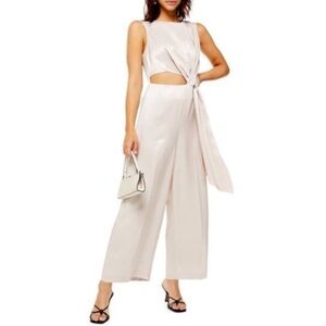 Topshop sleeveless satin lilac jumpsuit size 8 NWT